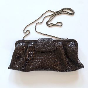 La Regale : Crocodile Brown Patent Purse